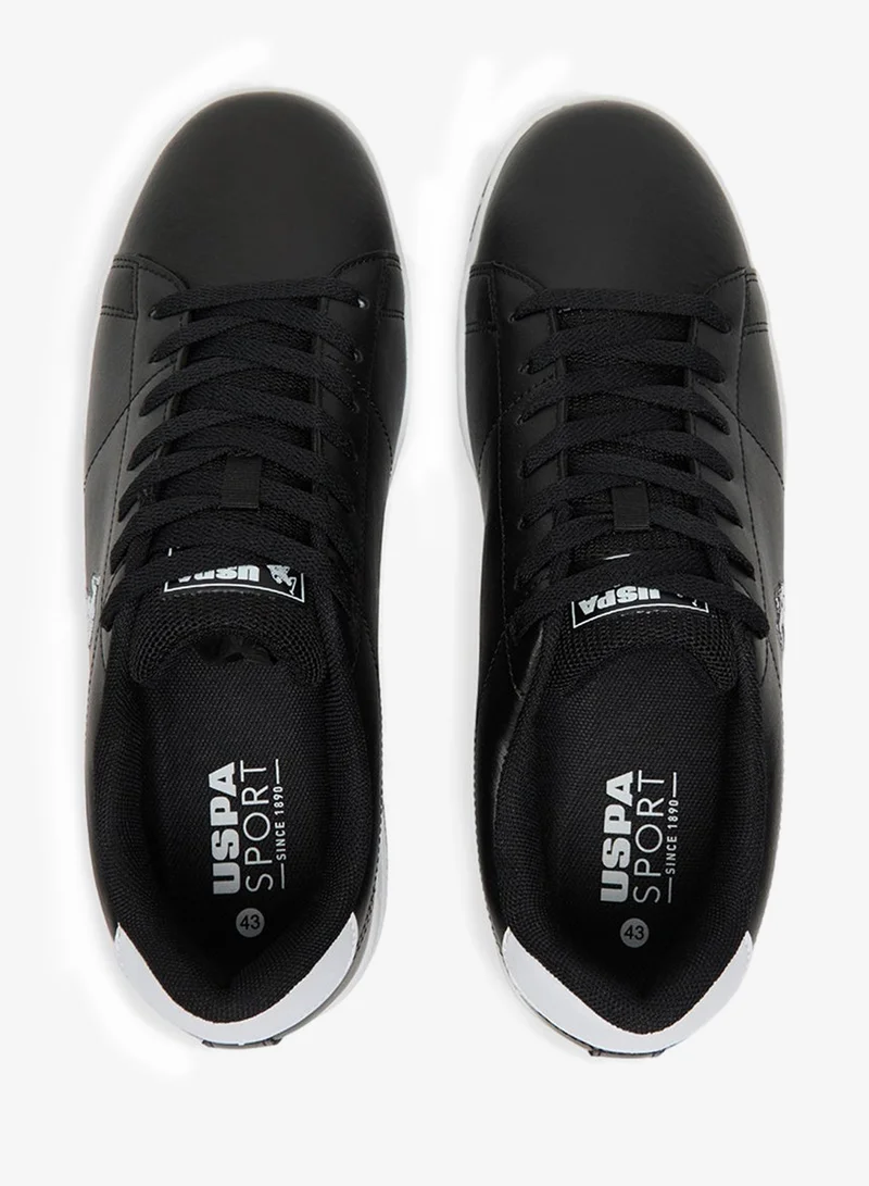U.S. Polo Assn. Black/White Men's Black Low-Top Sneaker - Lightweight Shoes Stylish Lace-Up Design Shoes with Comfort Cushioned Sole for Everyday Wear for Men | Best Price UAE
