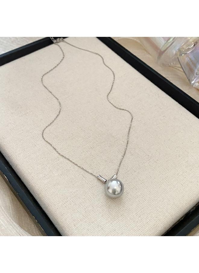 Generic - Korean Retro Pearl Diamond Tassel Neck Chain Cyber Celebrity Elegant Design Sense Flower Bow Clavicle Chain Necklace For Women - Image 1