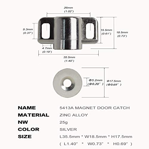 Keenkee 4 Pack Magnetic Cabinet Door Catch with Neodymium Magnet Cabinet Latch Magnetic Closure Hardware for Kitchen Cupboard and Closet Door Closing, Silver Color - Image 2