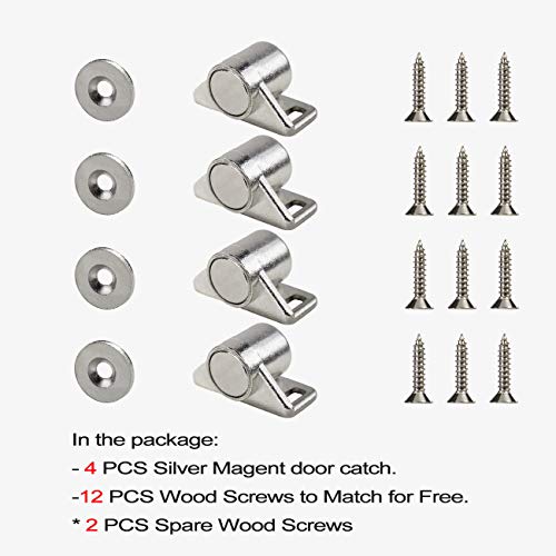 Keenkee 4 Pack Magnetic Cabinet Door Catch with Neodymium Magnet Cabinet Latch Magnetic Closure Hardware for Kitchen Cupboard and Closet Door Closing, Silver Color - Image 4