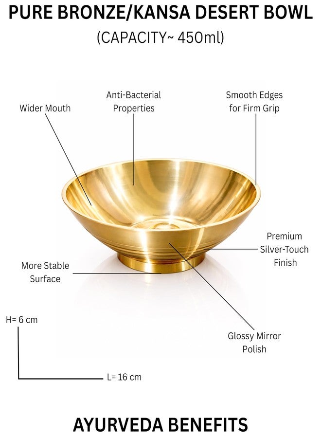 BARTN Pure Bronze Dessert Bowl | Traditional Kansa Katori Multipurpose Serving Bowl for Ice Cream, Sweets & Daily Use | Premium Diningware Bronze Bowl with Ayurveda Benefits | Large, 450 Ml | Pack of 1 - Image 2