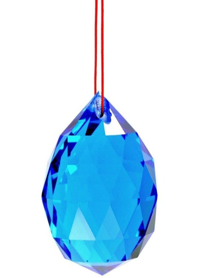 Ryme Feng Shui Blue Crystal Ball Wall Hanging 40MM | Vastu Decorative Crystal for Home, Office & Car | Sun Catcher & Positive Energy Decor - Image 1