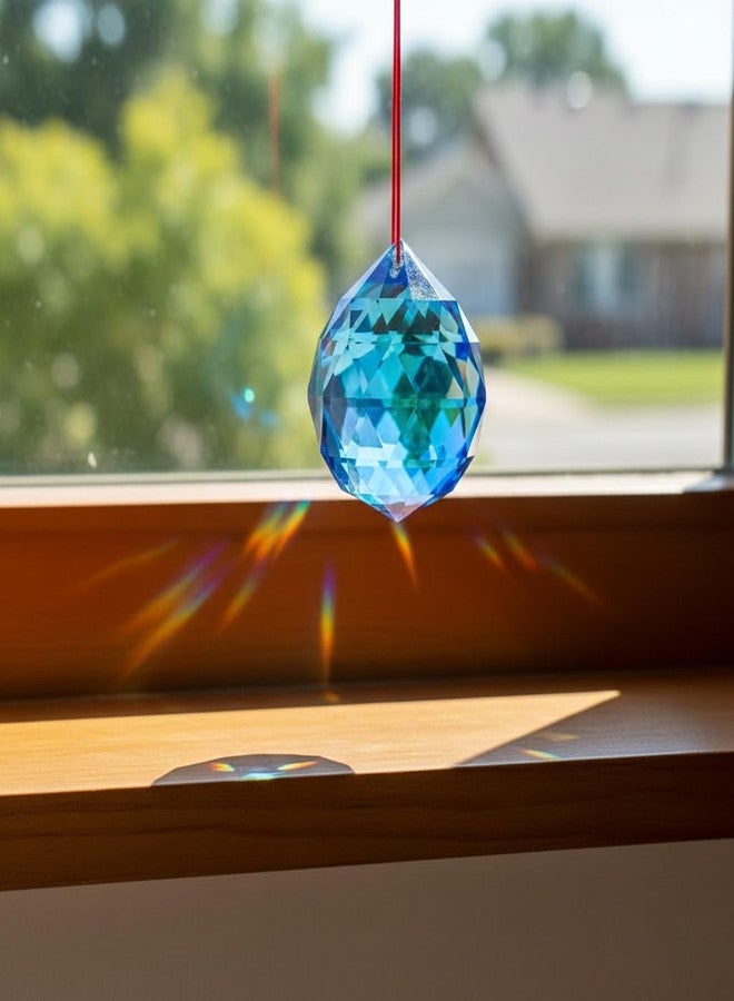 Ryme Feng Shui Blue Crystal Ball Wall Hanging 40MM | Vastu Decorative Crystal for Home, Office & Car | Sun Catcher & Positive Energy Decor - Image 4
