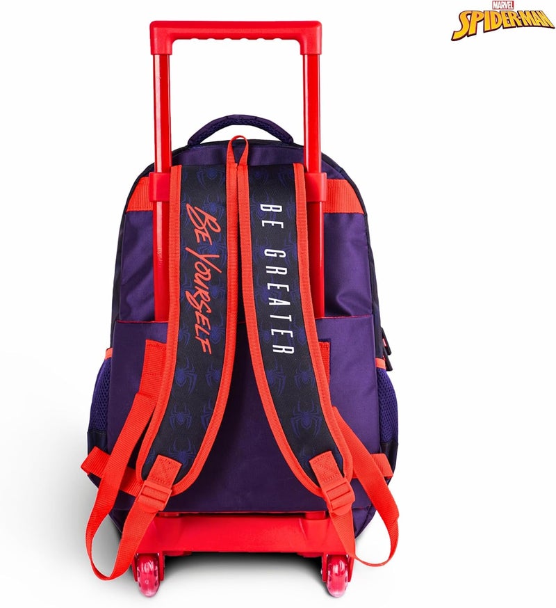 ترو كير حقيبة عربة سبايدرمان للأطفال مقاس 18 بوصة - حقيبة ظهر مريحة وخفيفة الوزن ومتينة للطلاب من سن 6 سنوات فما فوق - مثالية للسفر والمدرسة، للأولاد - Image 3