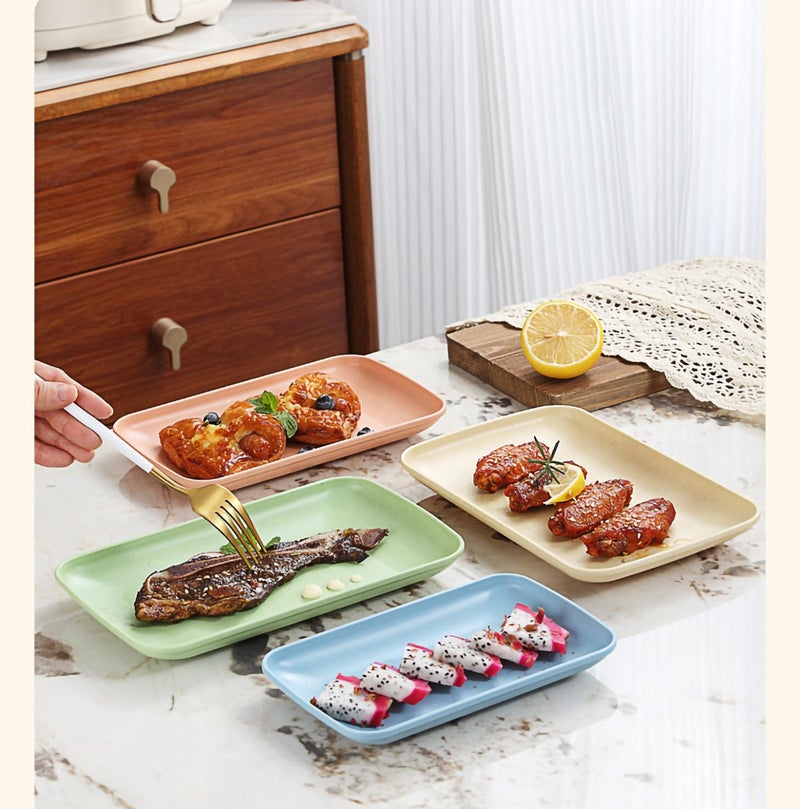 P-PLUS INTERNATIONAL Wheat Straw Plates Dishwasher Safe Kitchen Plates Dinnerware Unbreakable Deep Dinner Plate Unbreakable Kids Plate for Kitchen, Camping, Salad, Dessert (Big+Small, Blue, Set of 6) - Image 4