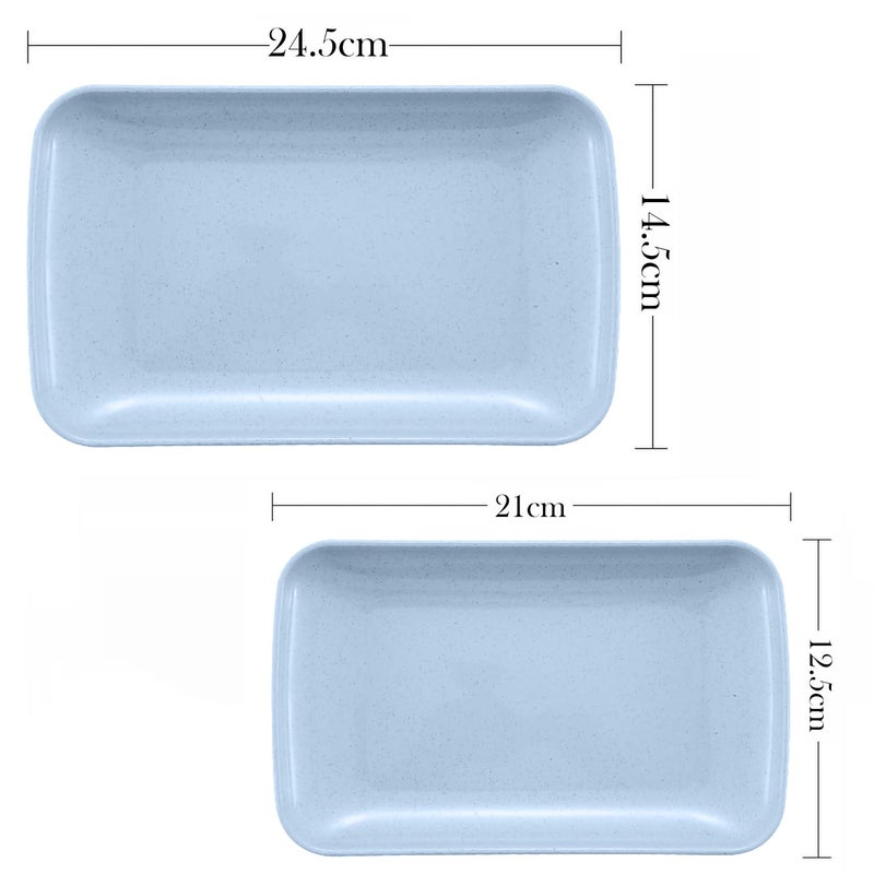 P-PLUS INTERNATIONAL Wheat Straw Plates Dishwasher Safe Kitchen Plates Dinnerware Unbreakable Deep Dinner Plate Unbreakable Kids Plate for Kitchen, Camping, Salad, Dessert (Big+Small, Blue, Set of 6) - Image 2