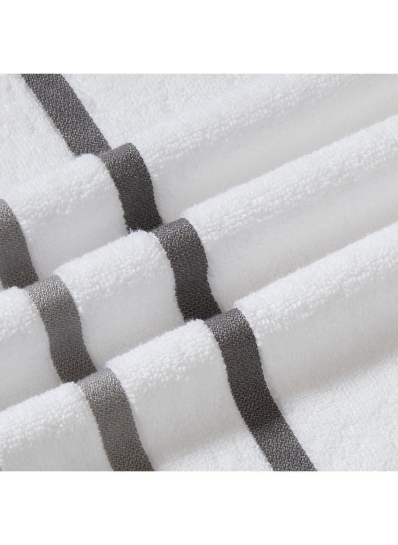 Comfort Spaces Comfort Spaces Cotton 8 Piece Bath Towel Set Striped Ultra Soft Hotel Quality Quick Dry Absorbent Bathroom Shower Hand Face Washcloths  Multi-Sizes  Zero Twist Charcoal 8 Piece  - Image 3