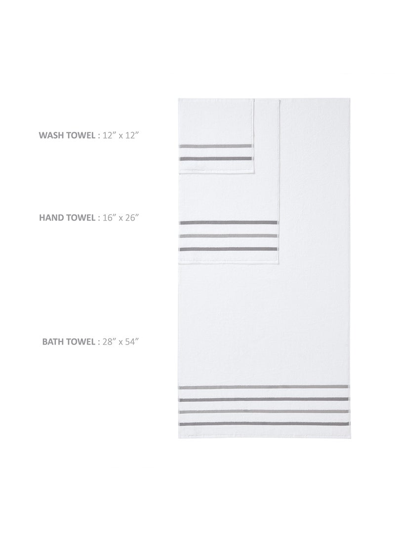 Comfort Spaces Comfort Spaces Cotton 8 Piece Bath Towel Set Striped Ultra Soft Hotel Quality Quick Dry Absorbent Bathroom Shower Hand Face Washcloths  Multi-Sizes  Zero Twist Charcoal 8 Piece  - Image 4