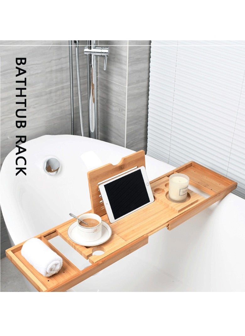 Hihonor Bathtub Shelf, Shrinkable Shelf, Bathtub Telescopic Shelf Anti-slip Bamboo European Household Soaking Stand, Bathtub Shelf Soaking Stand  - Image 2