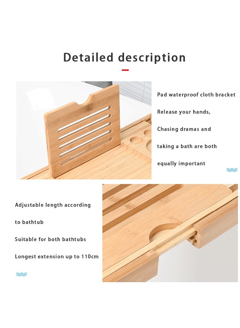 Hihonor Bathtub Shelf, Shrinkable Shelf, Bathtub Telescopic Shelf Anti-slip Bamboo European Household Soaking Stand, Bathtub Shelf Soaking Stand  - Image 3