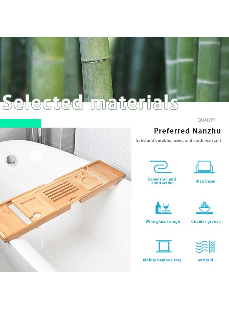 Hihonor Bathtub Shelf, Shrinkable Shelf, Bathtub Telescopic Shelf Anti-slip Bamboo European Household Soaking Stand, Bathtub Shelf Soaking Stand  - Image 4