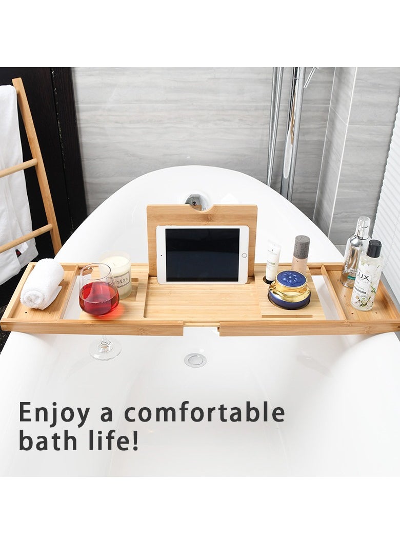 Hihonor Bathtub Shelf, Shrinkable Shelf, Bathtub Telescopic Shelf Anti-slip Bamboo European Household Soaking Stand, Bathtub Shelf Soaking Stand  - Image 5