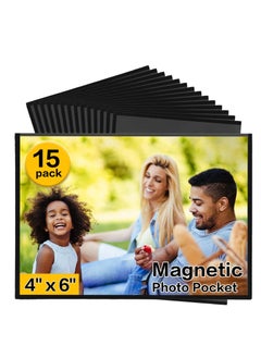 Generic Magnetic Picture Frames for Refrigerator - 4x6 Inches of Black Magnetic Photo Frames with the Plastic Sleeves, Pockets for Your Pictures, Use it on a Fridge, Locker, Cabinet or Dishwasher (15 Units)  - Image 1