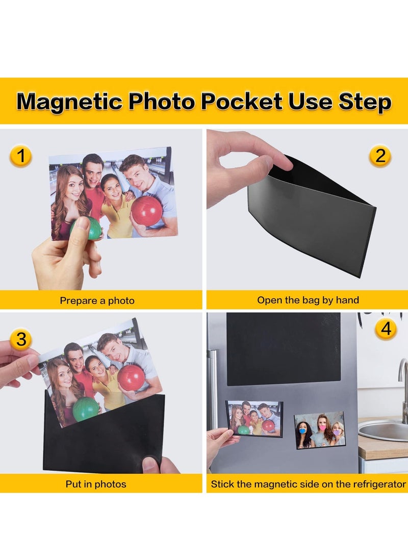 Generic - Magnetic Picture Frames for Refrigerator - 4x6 Inches of Black Magnetic Photo Frames with the Plastic Sleeves, Pockets for Your Pictures, Use it on a Fridge, Locker, Cabinet or Dishwasher (15 Units) - Image 1