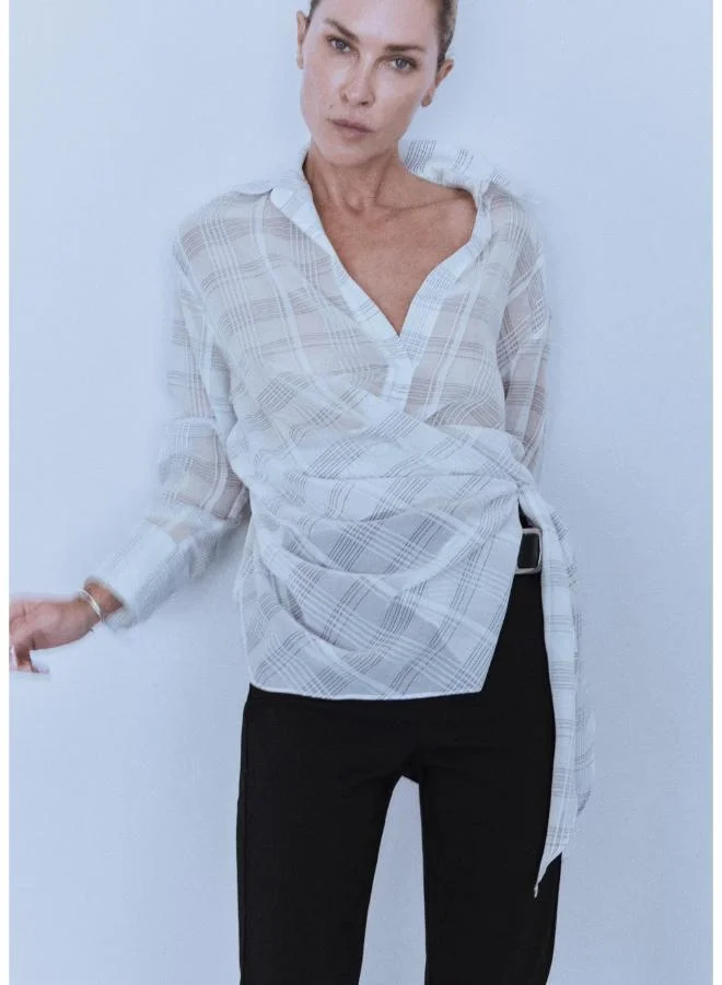 مانجو Bow Check Shirt