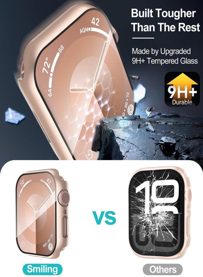 Smiling Pack Case Compatible with Apple Watch SE 2/SE Series 6/5/4 40mm with Tempered Glass Screen Protector, Hard PC Case Overall Protective Cover- 1 Rose Gold + 1 Transparent - Image 3