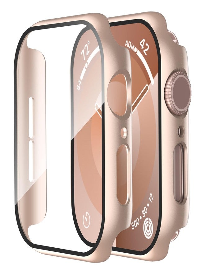 Smiling Pack Case Compatible with Apple Watch SE 2/SE Series 6/5/4 40mm with Tempered Glass Screen Protector, Hard PC Case Overall Protective Cover- 1 Rose Gold + 1 Transparent - Image 1