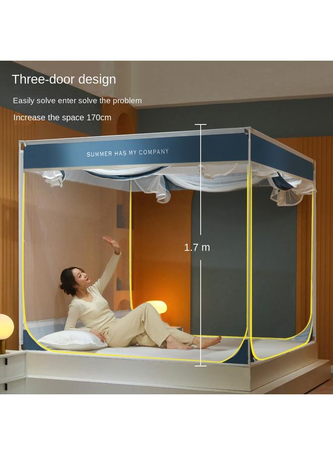 Bluejw 2022 Bed-style Square Top Anti-drop Mosquito Net Wholesale Three-door Zipper Seat Bed Tone Household Children's Anti-drop Text Tone - Image 4