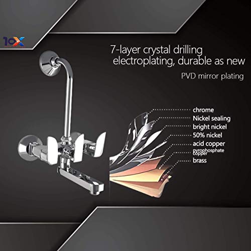 10X Brass Wall Mixer 2 in 1 for Bathroom WM-5013 with Provision for Overhead Shower with Long Bend Pipe Ch - Image 2