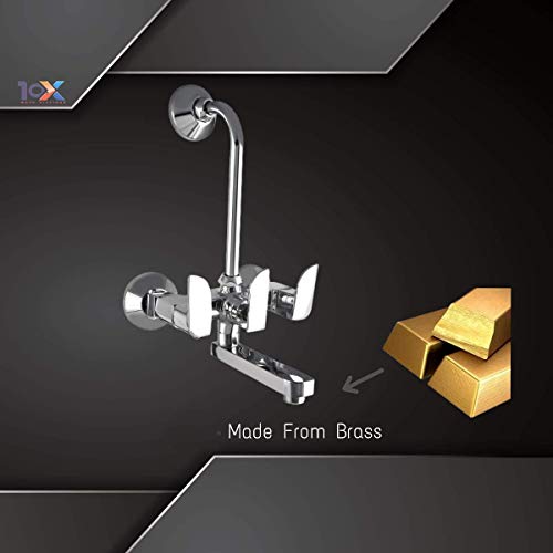 10X Brass Wall Mixer 2 in 1 for Bathroom WM-5013 with Provision for Overhead Shower with Long Bend Pipe Ch - Image 3