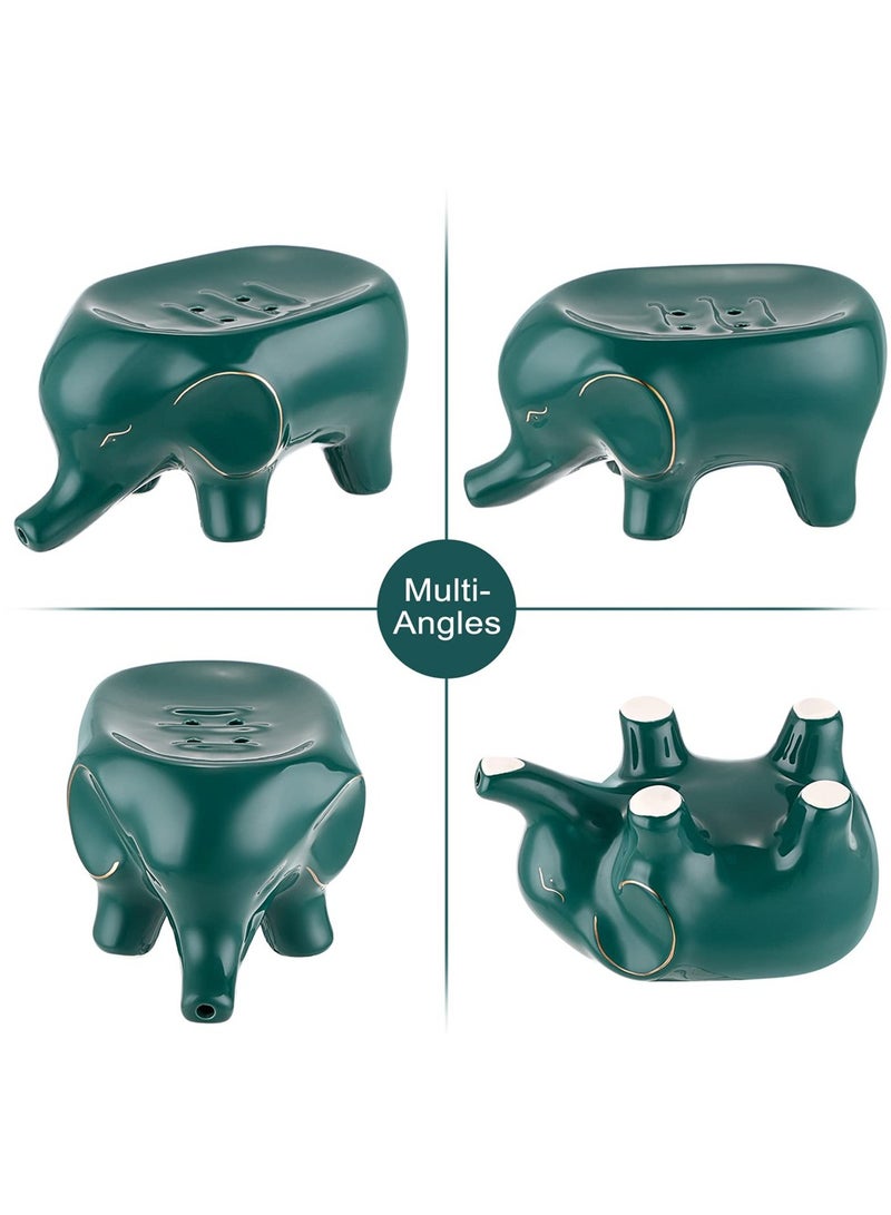 SYOSI SYOSI, Ceramic Elephant Soap Dish Holder, Self Draining Soap Container Holder, Lovely Animal Drainable Soap Tray for Bathroom Sink Tub, Kitchen  - Image 3