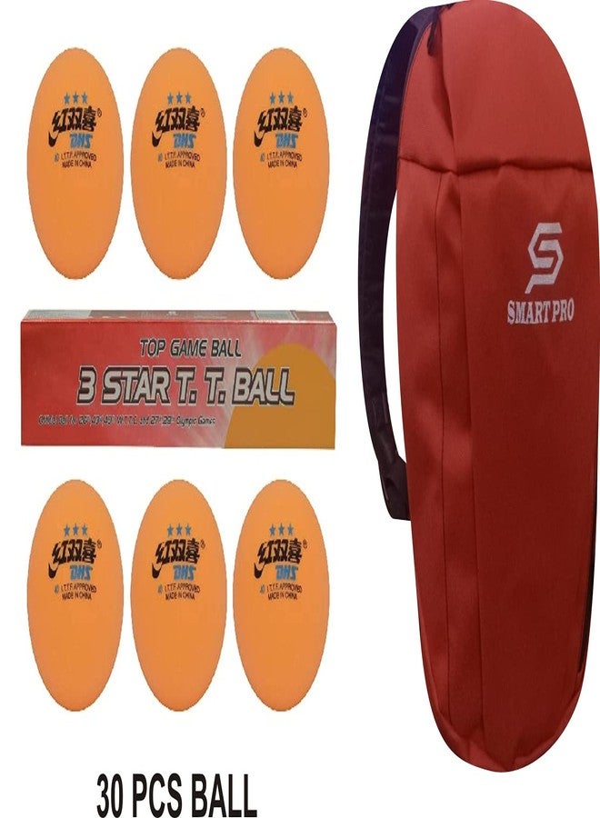 دي إتش أس كرة تنس الطاولة DHS 40 مم، 3 نجوم برتقالية (علبة من 6 قطع) 30 قطعة مع غطاء SMART PRO TT خاص، سرعة مهرون - Image 2