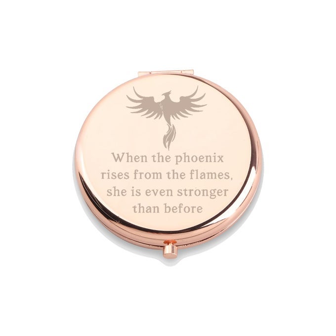 INSPIRATIONAL QUOTE GIFT PHOENIX RISING MAKEUP MIRROR WHEN THE PHOENIX RISES FROM THE FLAMES PHOENIX LOVER GIFTS PHOENIX RISING MAKEUP MIRROR