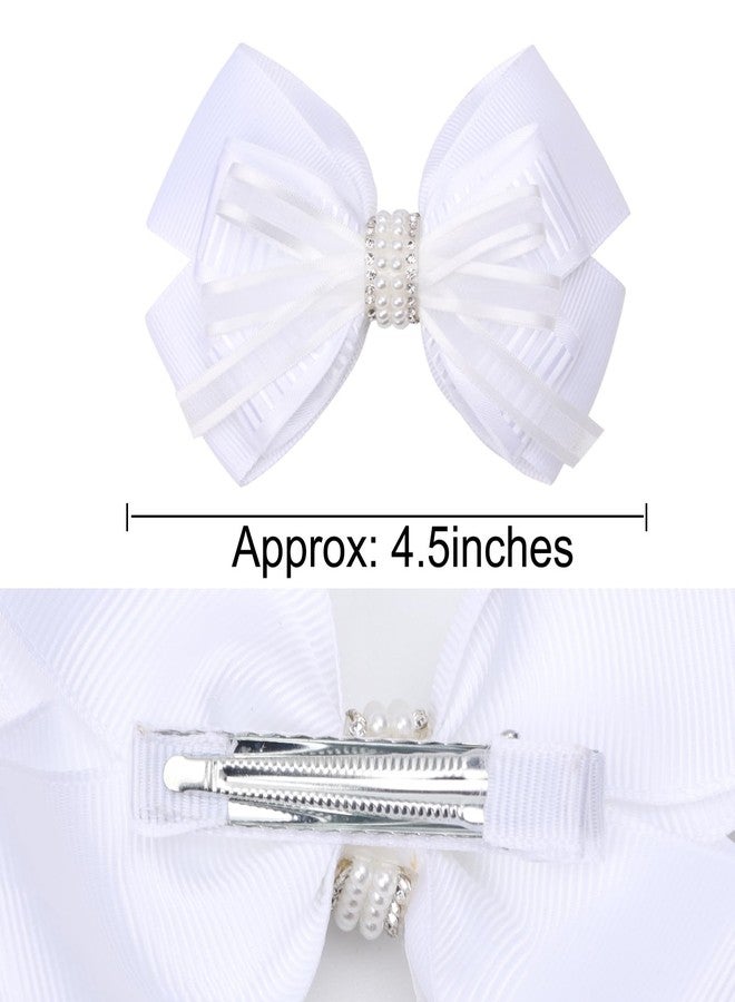 ZOLYCO 4.5-Inch Hair Bows Alligator Clips Delicate Pearl Hair Accessories for Girls, Toddler, Kids and Women Daily Dress Up Birthday Wedding Christmas Occasions- Set of 2 - Image 4