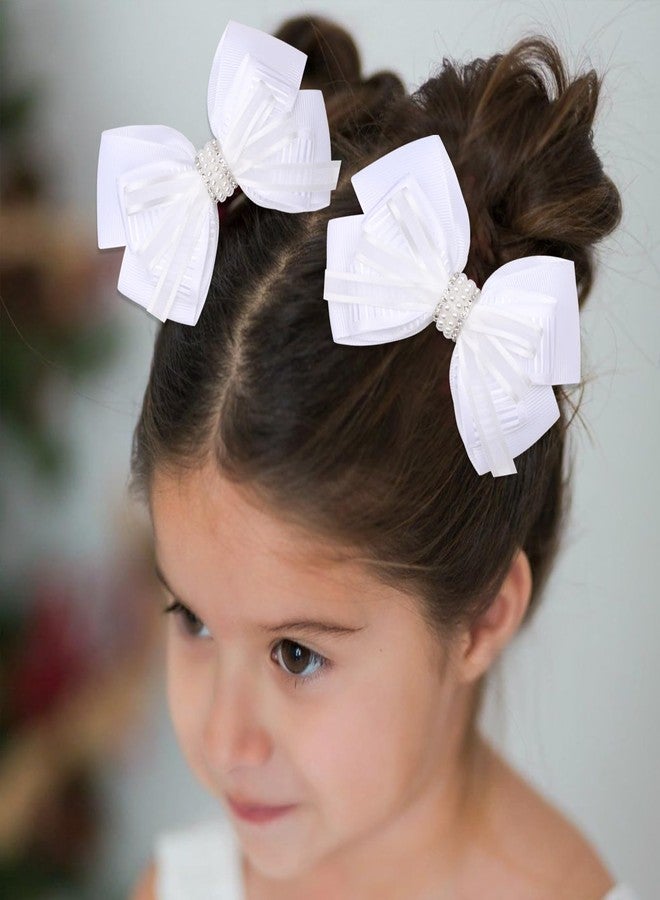 ZOLYCO 4.5-Inch Hair Bows Alligator Clips Delicate Pearl Hair Accessories for Girls, Toddler, Kids and Women Daily Dress Up Birthday Wedding Christmas Occasions- Set of 2 - Image 3