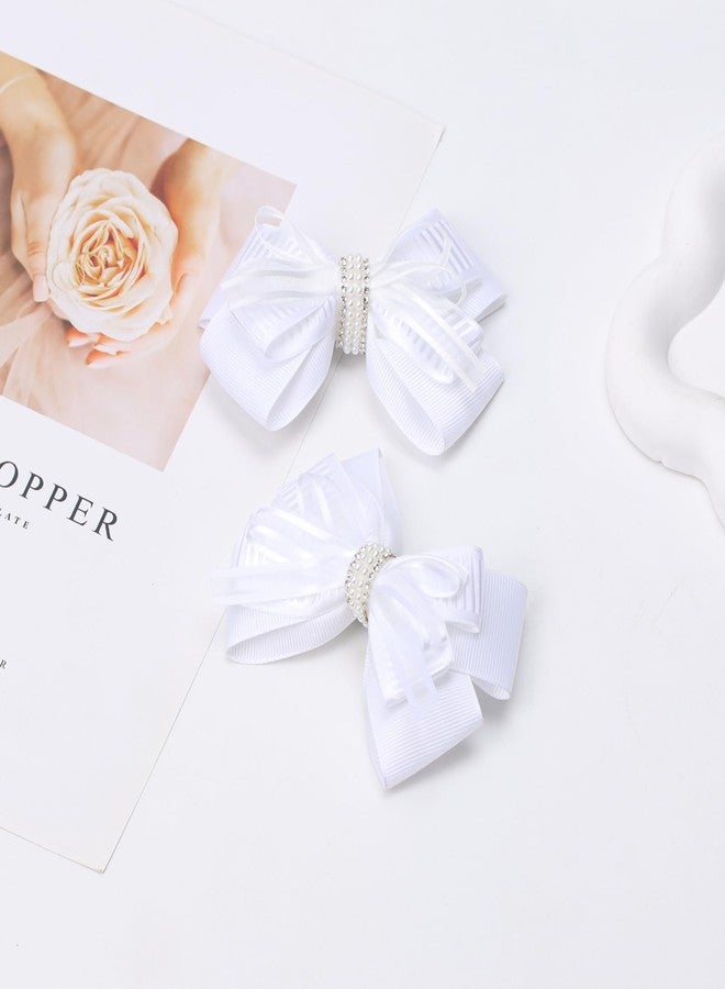 ZOLYCO 4.5-Inch Hair Bows Alligator Clips Delicate Pearl Hair Accessories for Girls, Toddler, Kids and Women Daily Dress Up Birthday Wedding Christmas Occasions- Set of 2 - Image 5