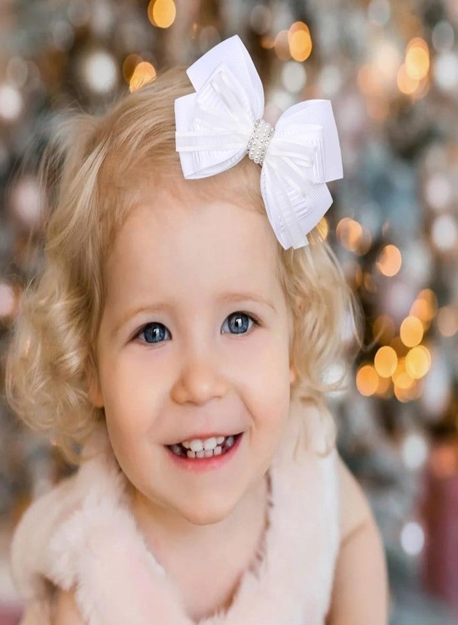 ZOLYCO 4.5-Inch Hair Bows Alligator Clips Delicate Pearl Hair Accessories for Girls, Toddler, Kids and Women Daily Dress Up Birthday Wedding Christmas Occasions- Set of 2 - Image 2