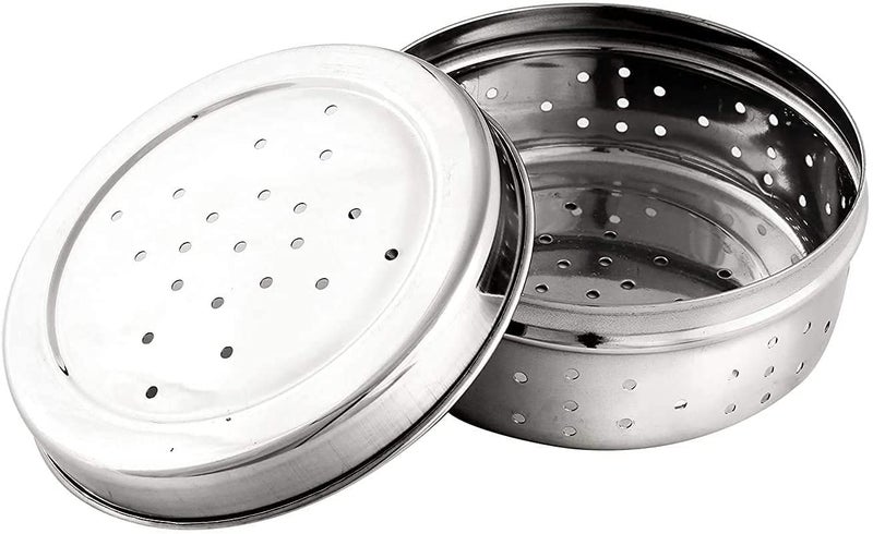 Dynore Dynore Stainless Steel Hole Puri DabbaSprout Makercoriander dabbaFlat Dabba With Air Ventilation Hole Through it Set of 2 Kothmir Dabba  - Image 2