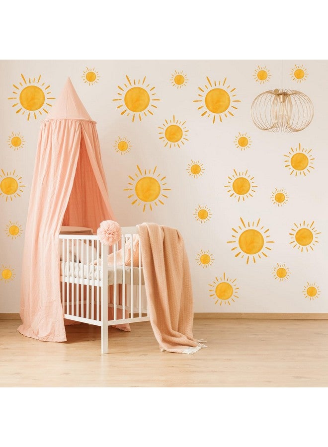 AnyDesign 9 Sheet Boho Sun Wall Stickers Watercolor Sun Wall Decals Yellow Sunshine Removable Selfadhesive Wall Decorations For Classroom Bedroom Play Room Office Home Art Living Room Decor - Image 5