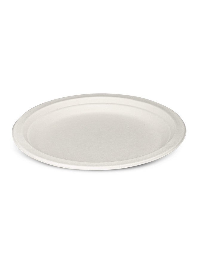 Comfy Package 100% Compostable 9 Inch Heavy-Duty Plates [125 Pack] Eco-Friendly Disposable Sugarcane Paper Plates, White - Image 2