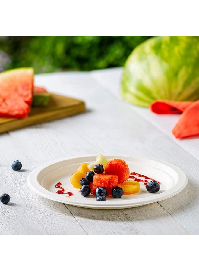 Comfy Package 100% Compostable 9 Inch Heavy-Duty Plates [125 Pack] Eco-Friendly Disposable Sugarcane Paper Plates, White - Image 5