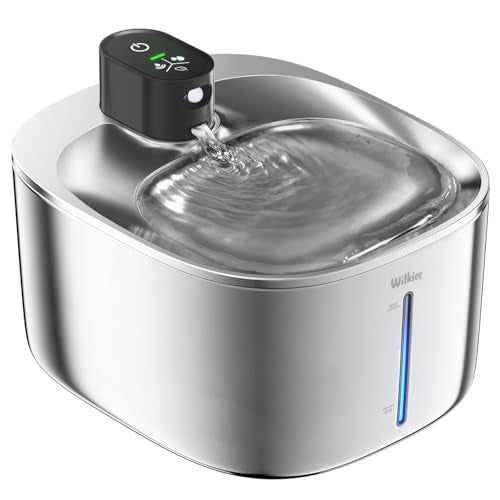 WILKIEE Cat Water Fountain Stainless Steel 138floz 41L Cat Fountain Pet Water Dispenser Cordless for Cats Dogs Indoor - Image 1