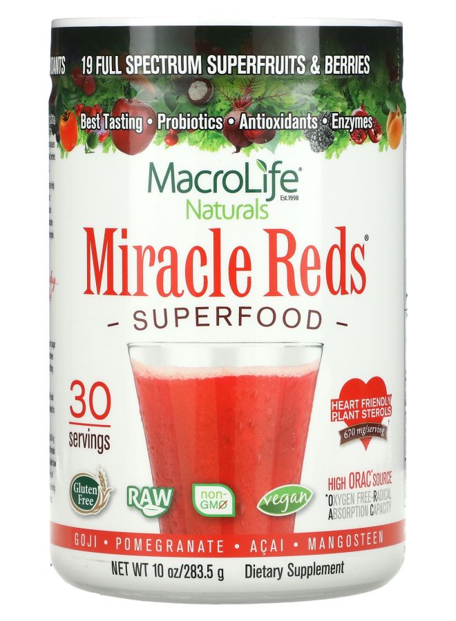 MacroLife Naturals Miracle Reds Superfood Goji-Pomegranate-Acai-Mangosteen 10 oz (283.5 g)