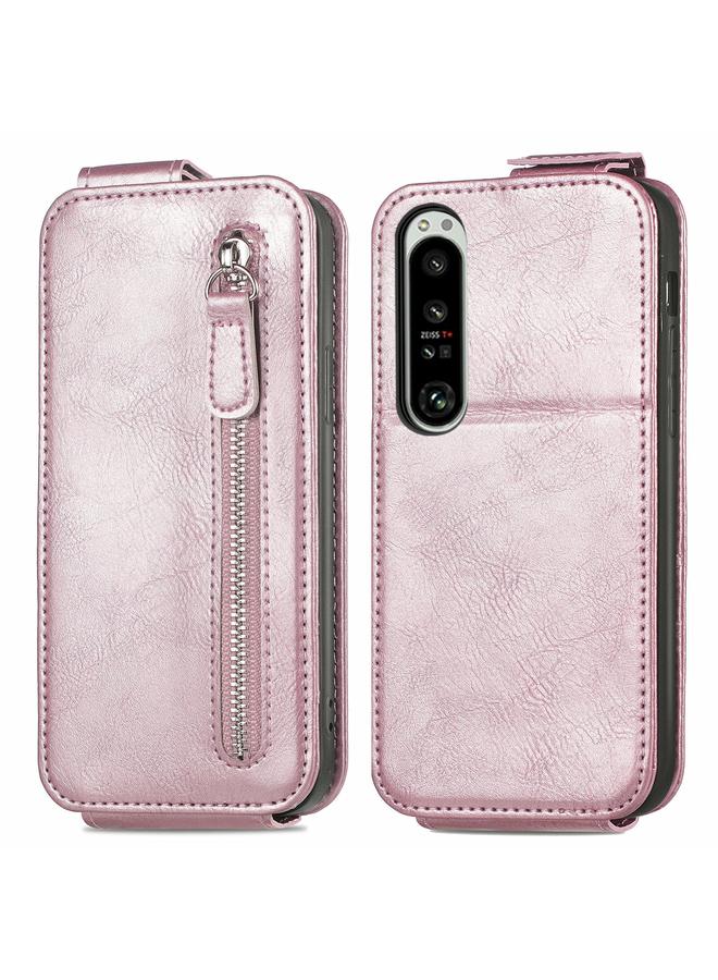 Green Tiger For Sony Xperia 1 IV Zipper Wallet Vertical Flip Leather Phone Case(Pink)