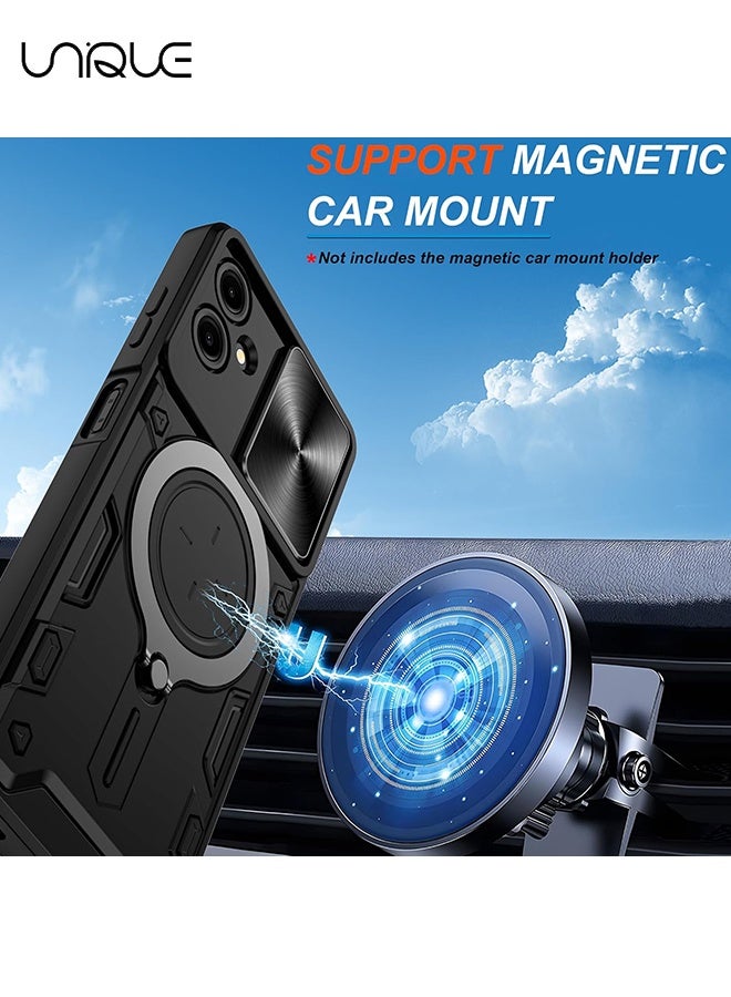 يونيك متوافق مع سامسونج جالاكسي A06 4G قوس شل - مع غطاء عدسة الكاميرا المنزلق - غطاء حماية للنساء والفتيات والرجال - متوافق مع جراب سامسونج جالاكسي A06 4G - أسود - Image 4