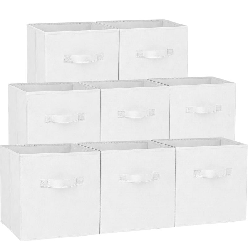 Criusia Storage Cubes  13 Inch Heavy Duty Fabric Storage Bins for Shelves Closet Cube Organizer  8 Pack Collapsible Cube Storage Bins Baskets for Clothes Blankets Toys  Nursery Organization White