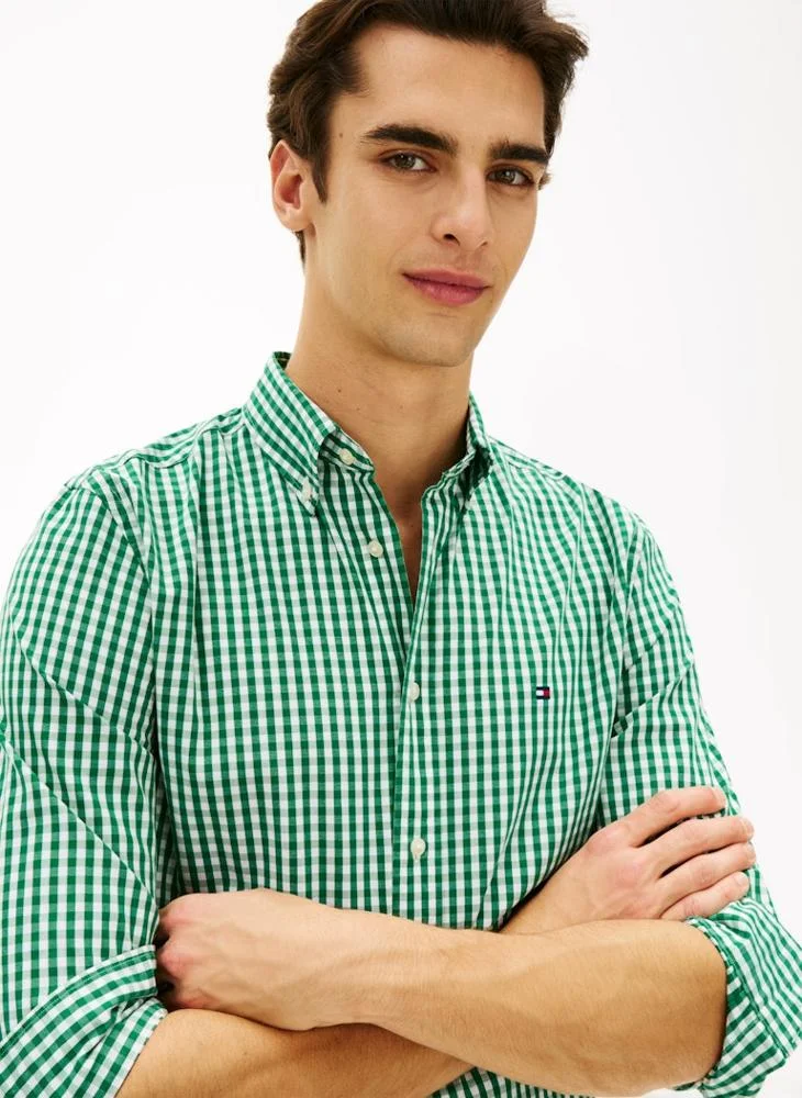 TOMMY HILFIGER TH Flex Regular Fit Gingham Check Poplin Shirt
