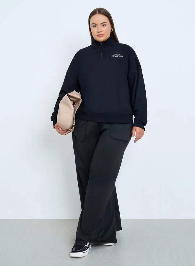 ستايلي سويت شيرت بمقاس كبير وقصة عادية مع سحَّاب غلق