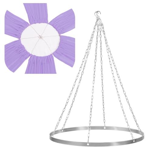 FOTSHARER Ceiling Drapes Hanging Kit 24 Inches Silver Metallic Wedding Ceiling Drapes Hoop Metal Ceiling Draping Kit for Wedding Ceremony Ceiling Hanging Ring Hardware Kit for Prom Party Decorations - Image 1