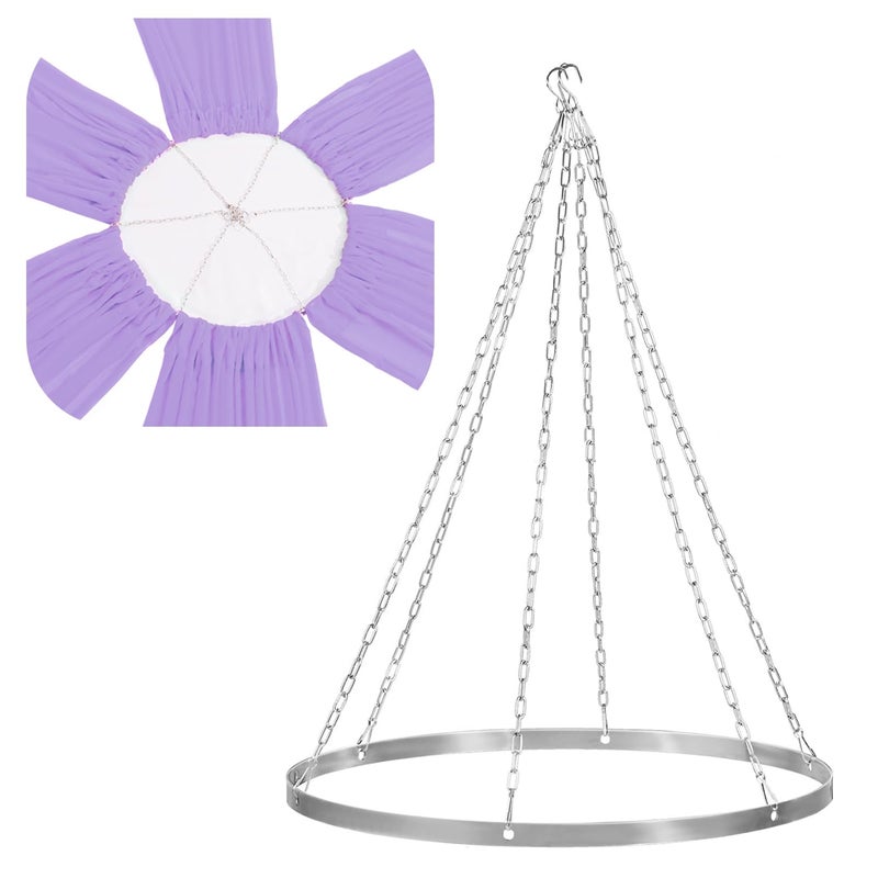 FOTSHARER Ceiling Drapes Hanging Kit 24 Inches Silver Metallic Wedding Ceiling Drapes Hoop Metal Ceiling Draping Kit for Wedding Ceremony Ceiling Hanging Ring Hardware Kit for Prom Party Decorations - Image 2