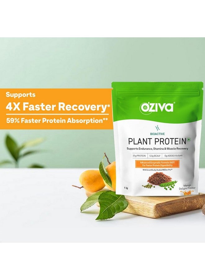 OZiva Bioactive Plant Protein for Everyday Fitness | 25g Protein - Pea Isolate | Complete Plant Protein Powder | No Added Sugar, Certified Clean & Vegan (Mango, 1kg + Shaker) - Image 2