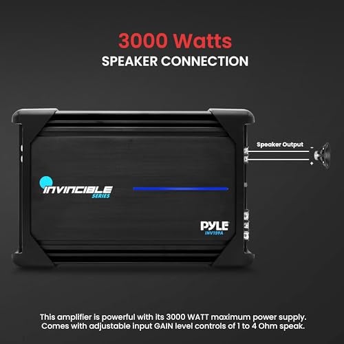 Pyle 3000W MOSFET Amplifier - 1-Channel Car Audio Amp, Class AB Mono Amplifier with Low Pass Filter, Bass Boost, Short Circuit Protection, RCA Terminals, Compact Design (12.36" x 8.13" x 2.28") - Image 4