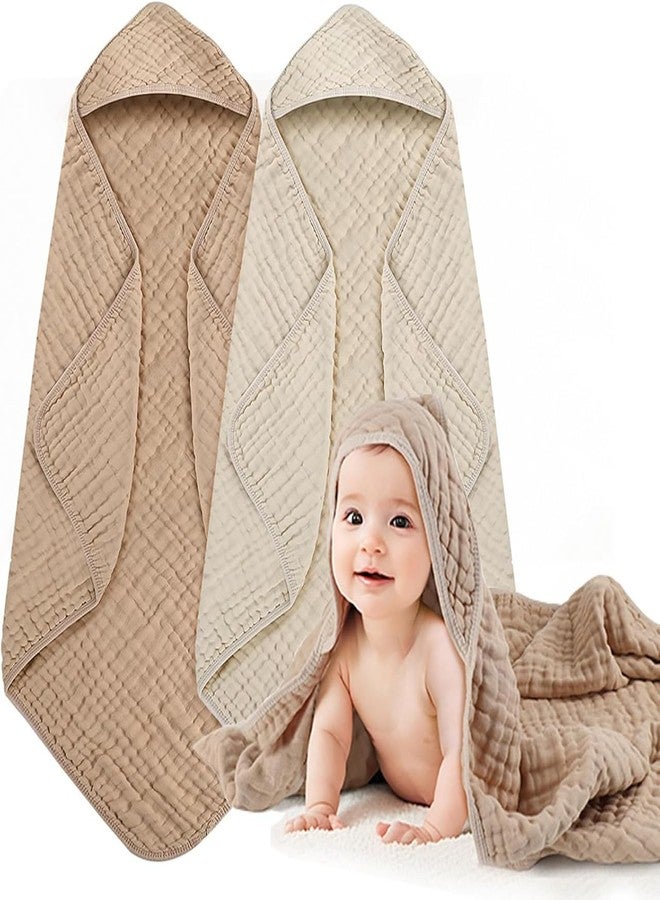 TEDDYIFY Muslin Baby Bath Towel with Hood | 100% Cotton 6 Layer, Ultra Soft & Breathable | Newborn & Infant | Quick Dry, Gentle on Sensitive Skin (82x82 cm) - Image 1