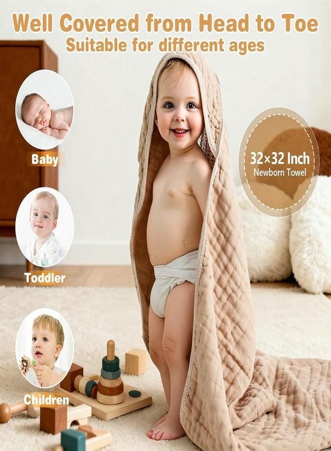 TEDDYIFY Muslin Baby Bath Towel with Hood | 100% Cotton 6 Layer, Ultra Soft & Breathable | Newborn & Infant | Quick Dry, Gentle on Sensitive Skin (82x82 cm) - Image 4
