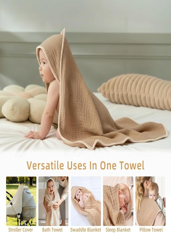 TEDDYIFY Muslin Baby Bath Towel with Hood | 100% Cotton 6 Layer, Ultra Soft & Breathable | Newborn & Infant | Quick Dry, Gentle on Sensitive Skin (82x82 cm) - Image 3