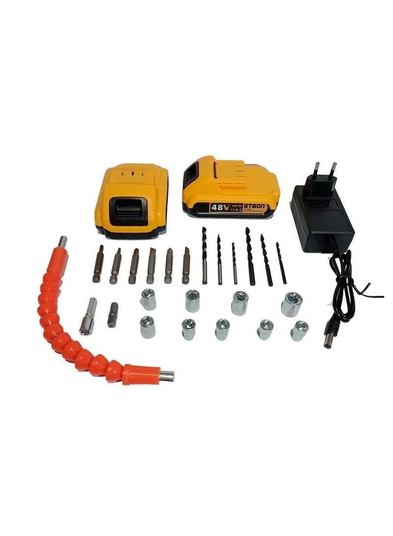 48V Cordless Brushless Power Drill Driver Kit, High Torque, with Lithium-Ion Battery & Charger - Image 2